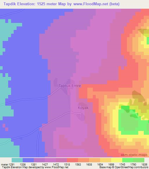 Tapdik,Turkey Elevation Map