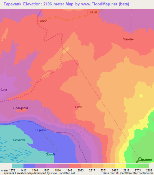 Tapavank,Turkey Elevation Map