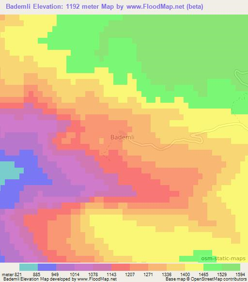 Bademli,Turkey Elevation Map