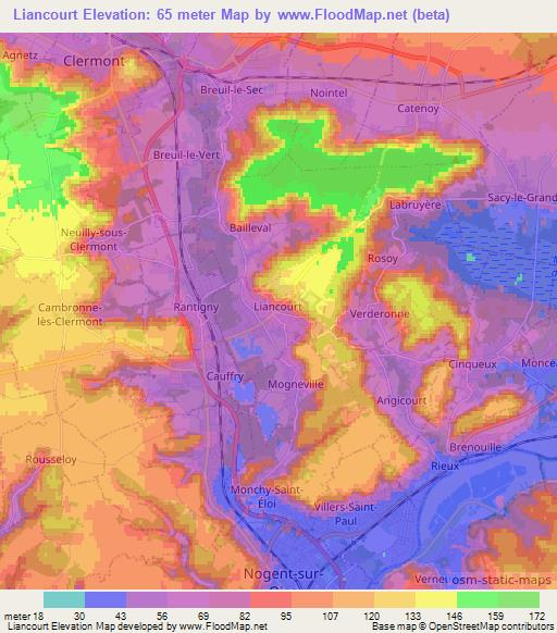 Liancourt,France Elevation Map