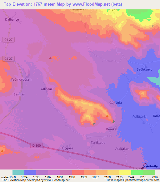 Tap,Turkey Elevation Map