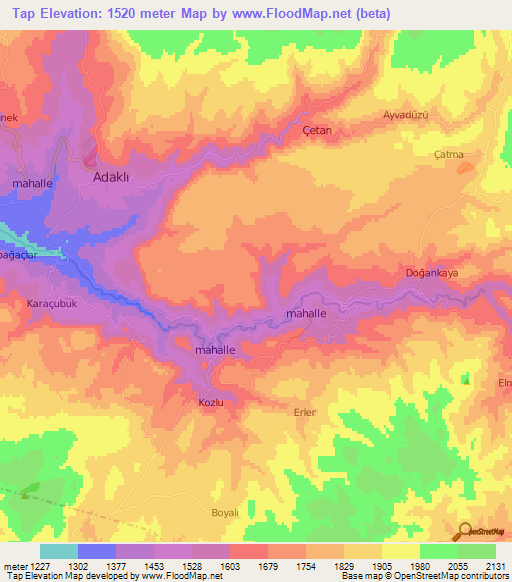 Tap,Turkey Elevation Map