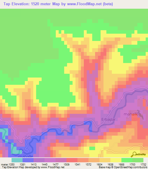 Tap,Turkey Elevation Map