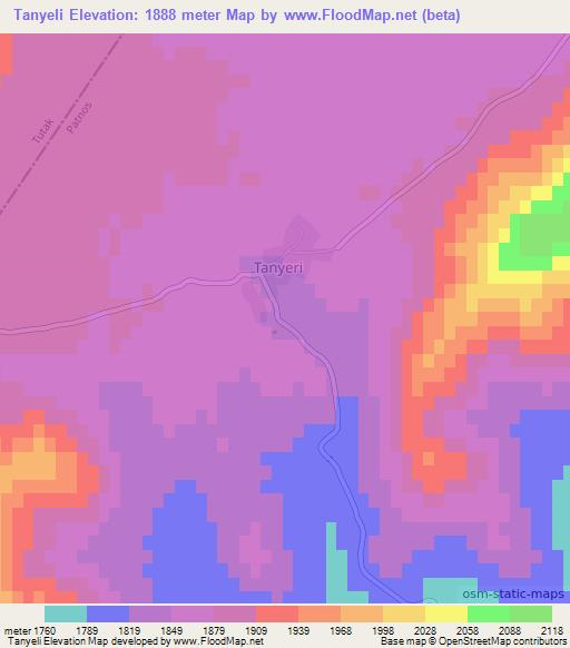 Tanyeli,Turkey Elevation Map