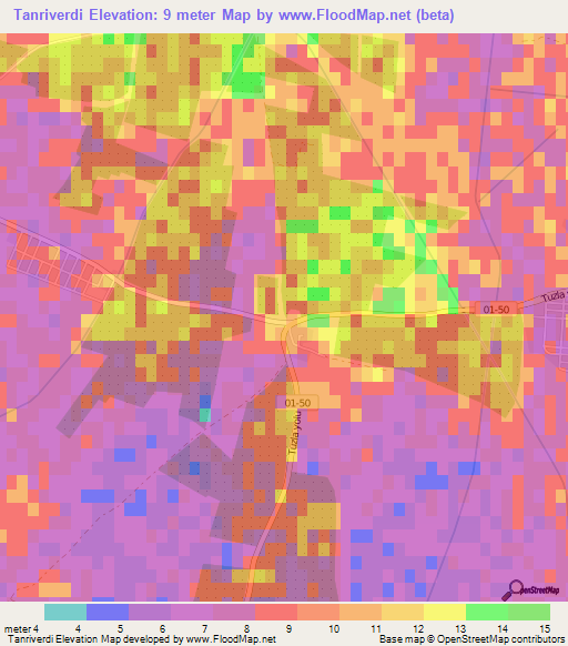 Tanriverdi,Turkey Elevation Map