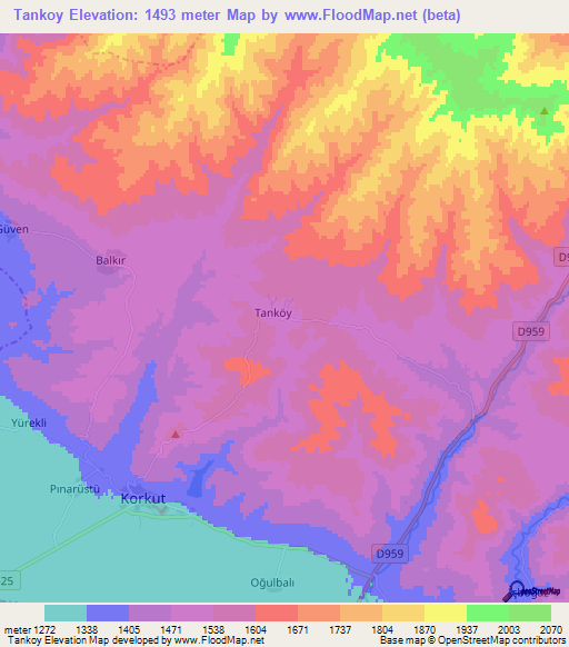 Tankoy,Turkey Elevation Map