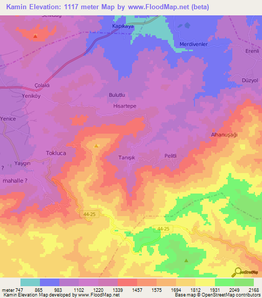 Kamin,Turkey Elevation Map