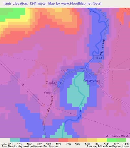 Tanir,Turkey Elevation Map