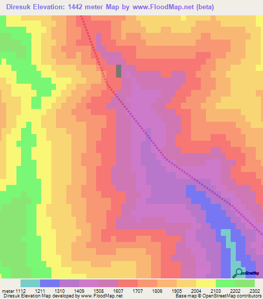 Diresuk,Turkey Elevation Map