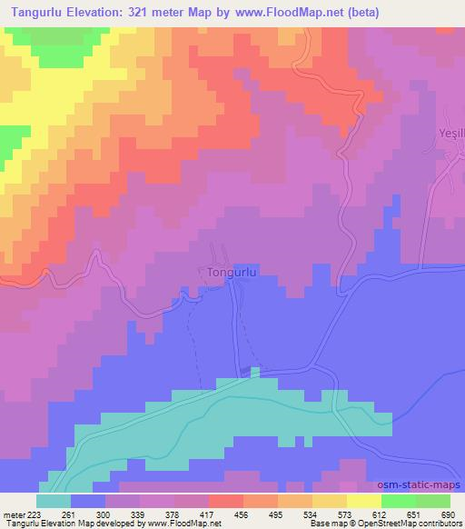 Tangurlu,Turkey Elevation Map