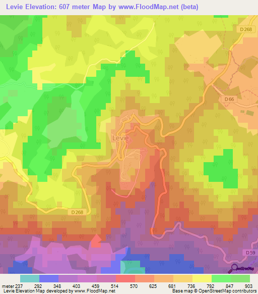 Levie,France Elevation Map