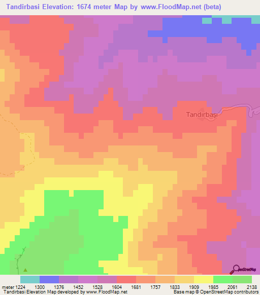 Tandirbasi,Turkey Elevation Map