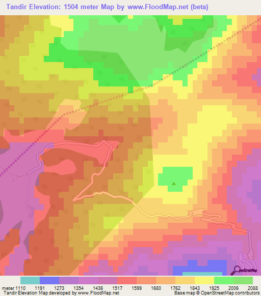 Tandir,Turkey Elevation Map