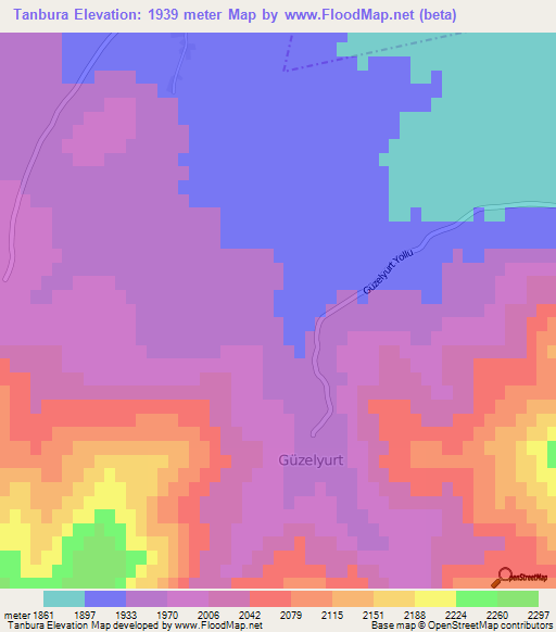 Tanbura,Turkey Elevation Map