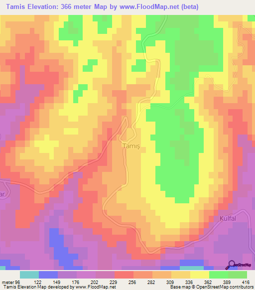 Tamis,Turkey Elevation Map