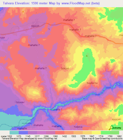 Talvara,Turkey Elevation Map