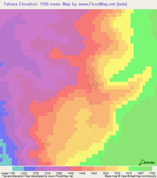 Talvara,Turkey Elevation Map