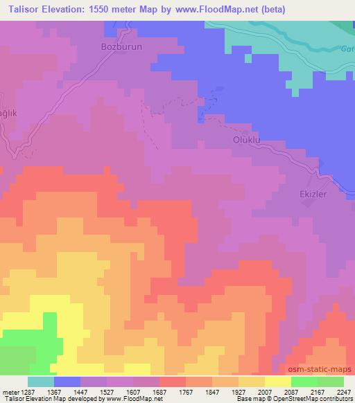 Talisor,Turkey Elevation Map