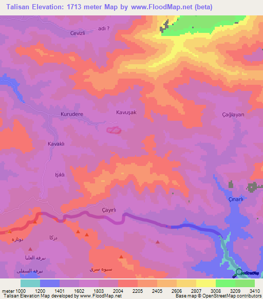 Talisan,Turkey Elevation Map