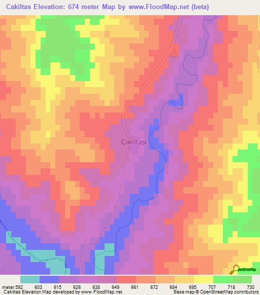 Cakiltas,Turkey Elevation Map