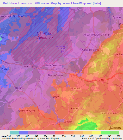 Valdahon,France Elevation Map