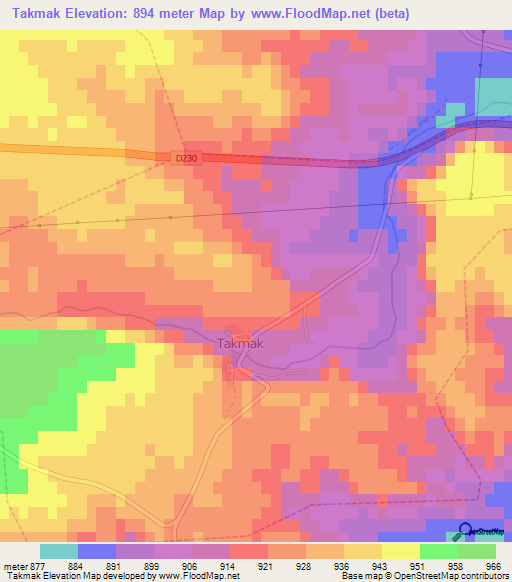 Takmak,Turkey Elevation Map