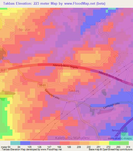 Takbas,Turkey Elevation Map