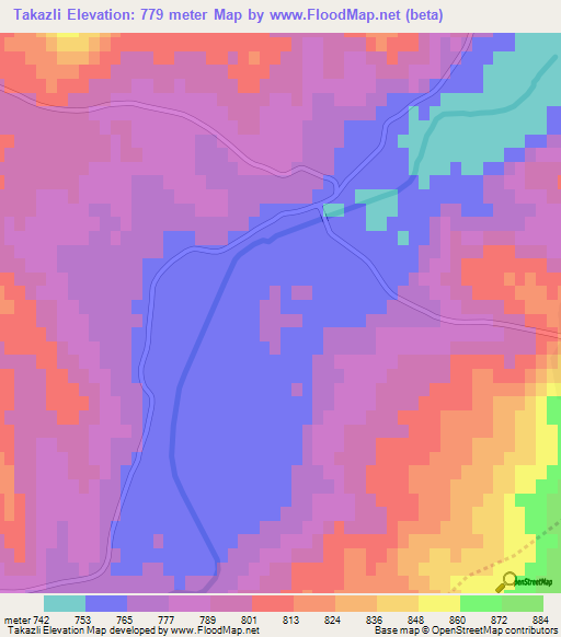 Takazli,Turkey Elevation Map