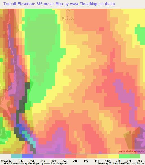 Takanli,Turkey Elevation Map