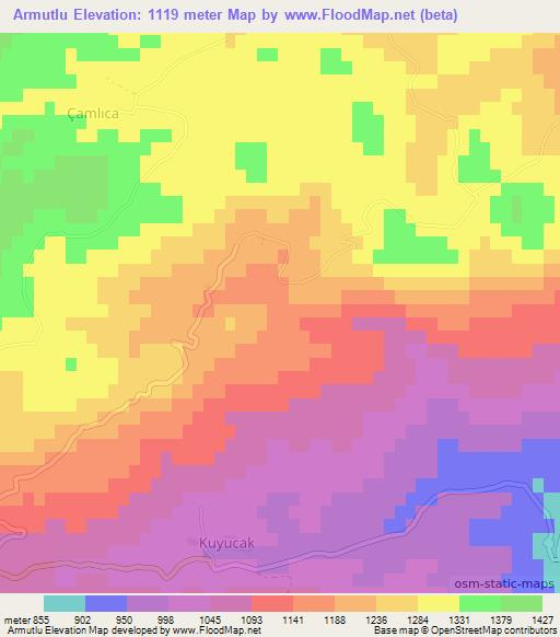 Armutlu,Turkey Elevation Map