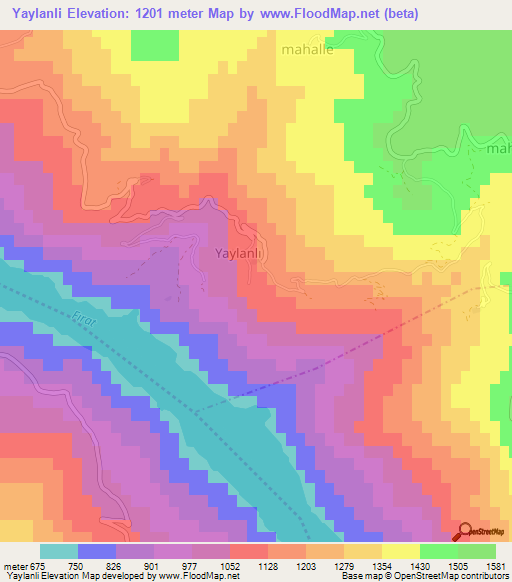 Yaylanli,Turkey Elevation Map