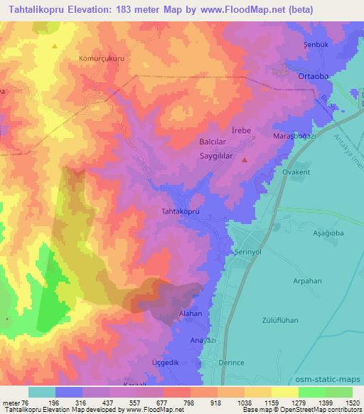 Tahtalikopru,Turkey Elevation Map