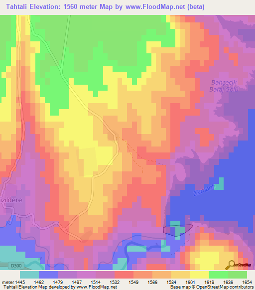 Tahtali,Turkey Elevation Map