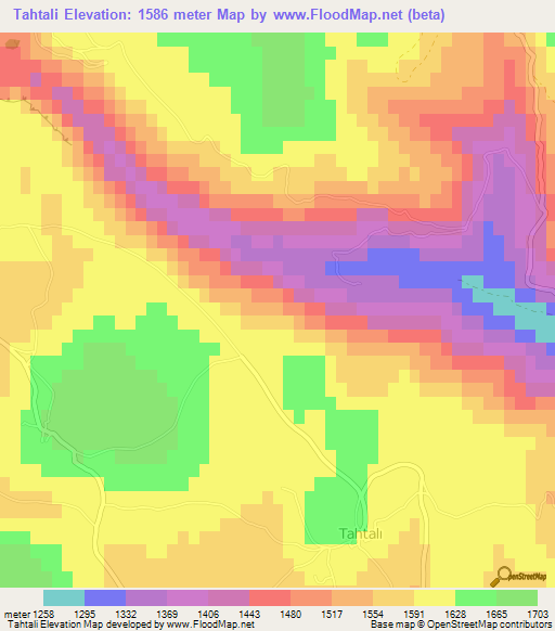 Tahtali,Turkey Elevation Map