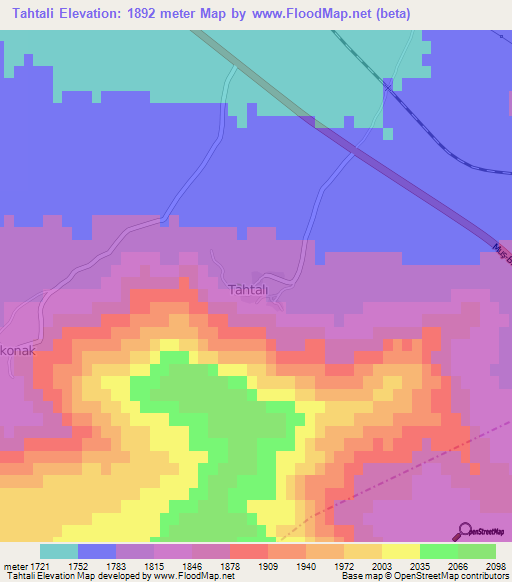 Tahtali,Turkey Elevation Map