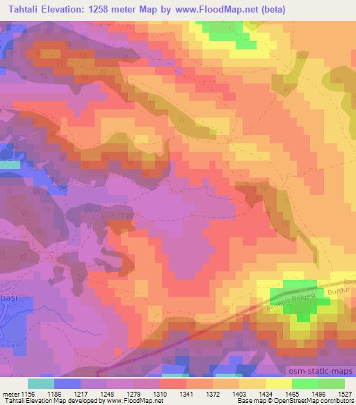 Tahtali,Turkey Elevation Map