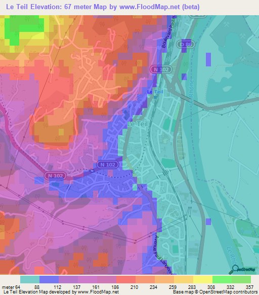 Le Teil,France Elevation Map