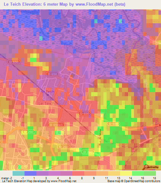 Le Teich,France Elevation Map