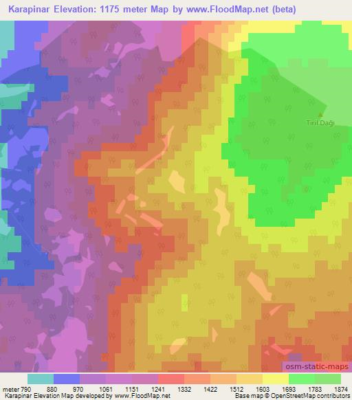 Karapinar,Turkey Elevation Map