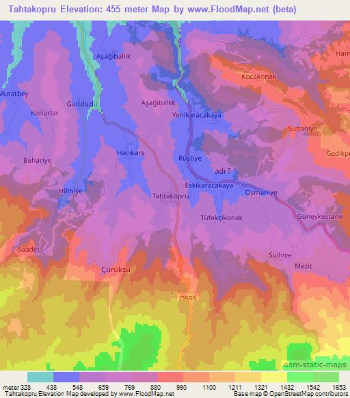 Tahtakopru,Turkey Elevation Map