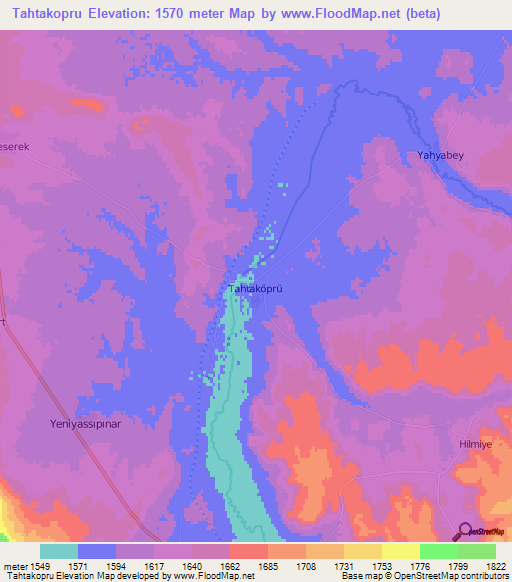 Tahtakopru,Turkey Elevation Map