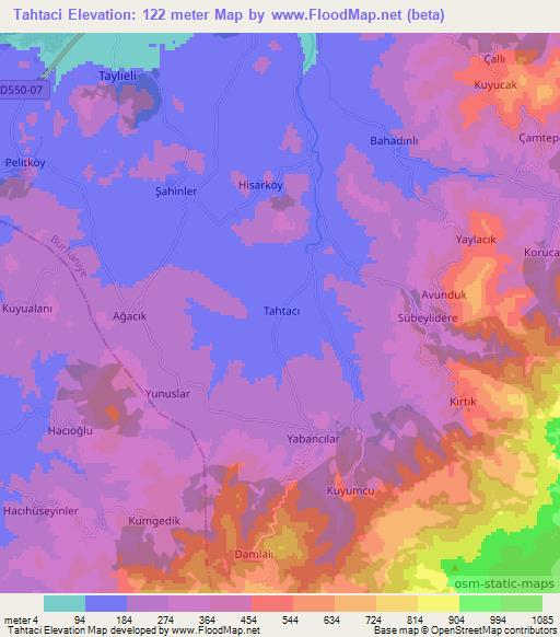 Tahtaci,Turkey Elevation Map