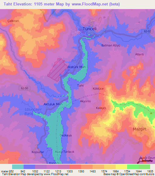 Taht,Turkey Elevation Map