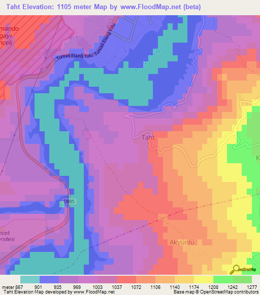 Taht,Turkey Elevation Map