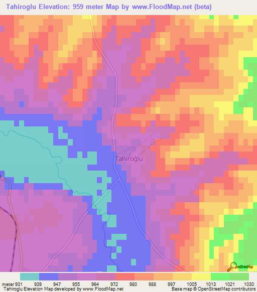 Tahiroglu,Turkey Elevation Map