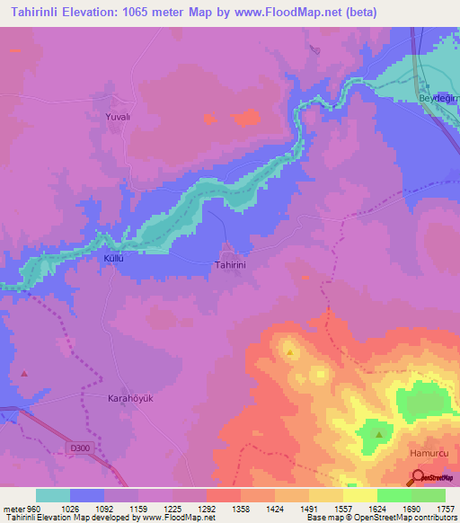 Tahirinli,Turkey Elevation Map