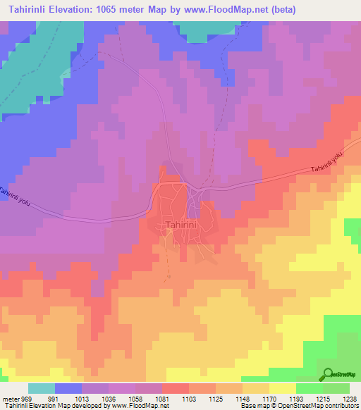 Tahirinli,Turkey Elevation Map