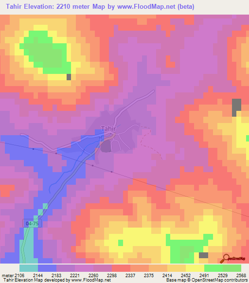 Tahir,Turkey Elevation Map