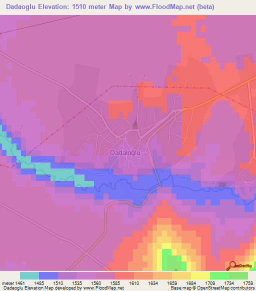 Dadaoglu,Turkey Elevation Map