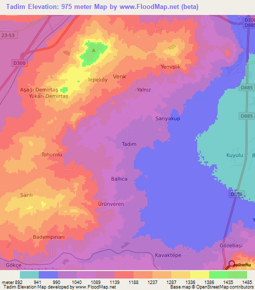 Tadim,Turkey Elevation Map